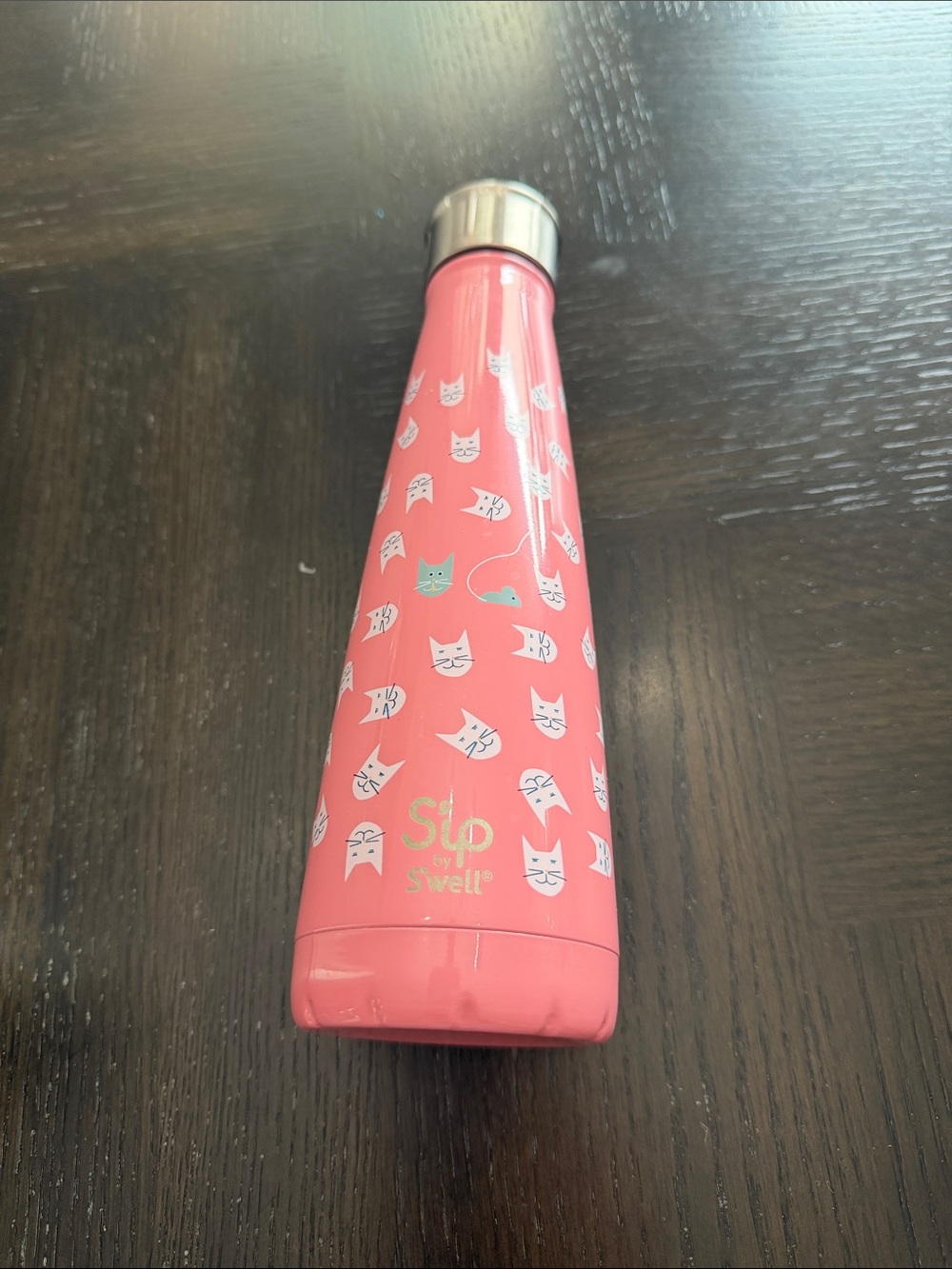 S'well Pink Cat Pattern Stainless Water Bottle